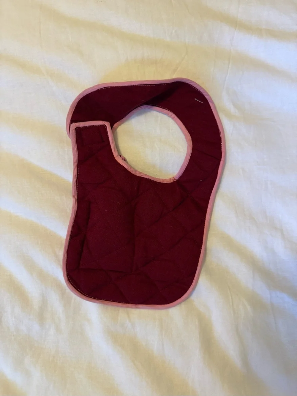 Kids Pink Striped Bib with Bunny Pocket